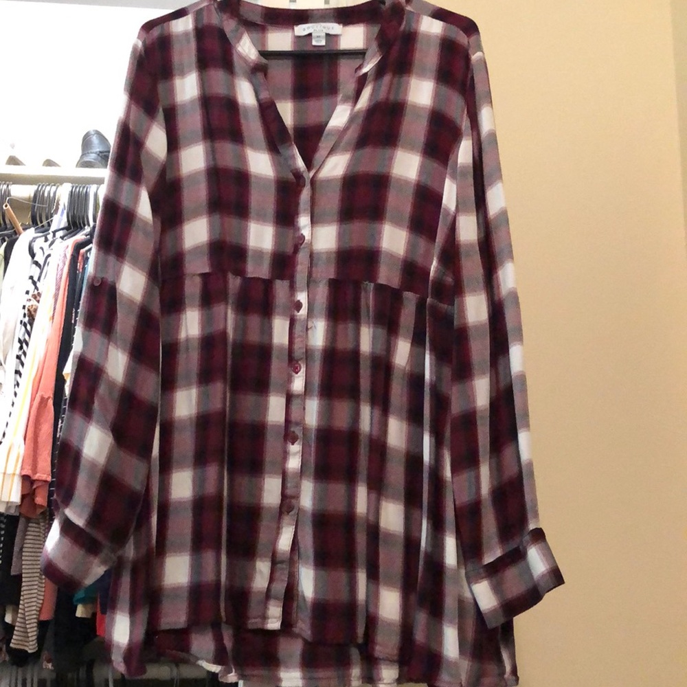 Plaid babydoll blouse